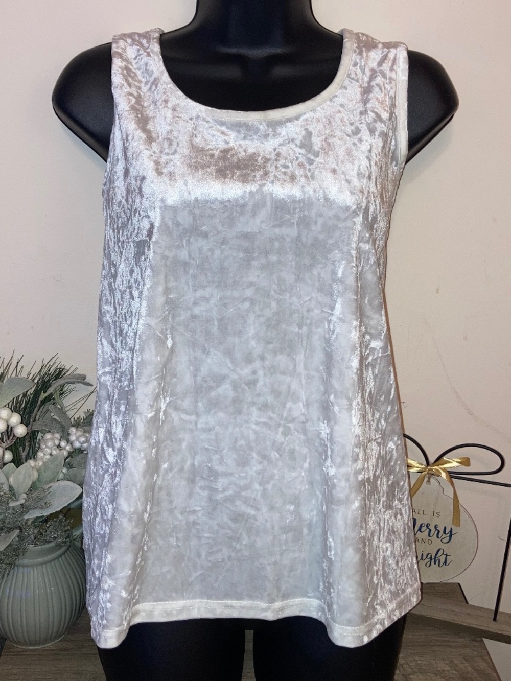 Chances R Velour White Camisole Top - Size: Medium